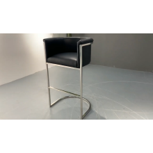 Latest Gold Finish Legs High Chair Grey Velvet Cushion Armrest  Barstool